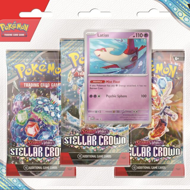 Pokemon Scarlet & Violet Stellar Crown 3-Pack Blister Pack – 24 Pack Box